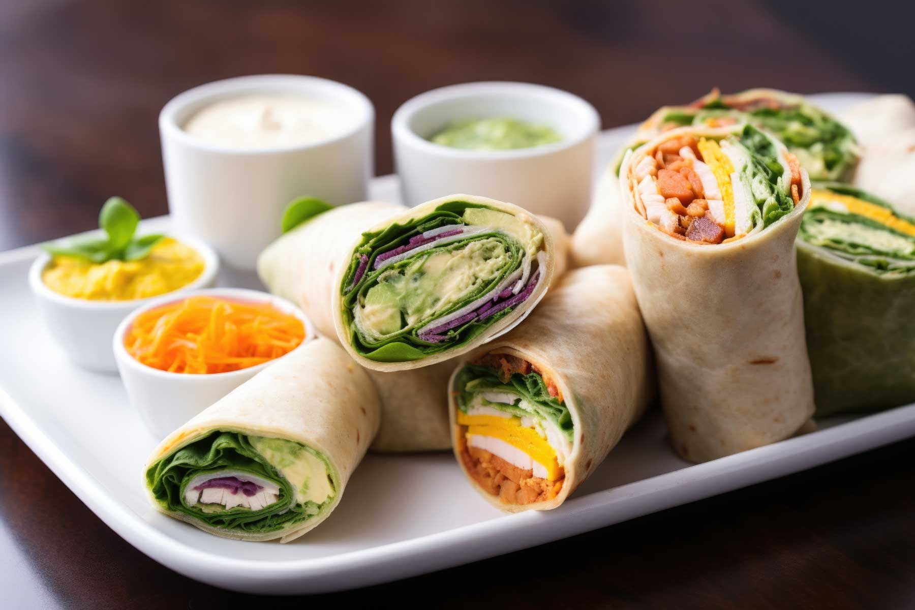mini wrap finger foods catering 